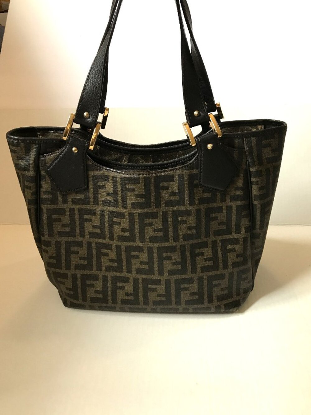 Auth FENDI Zucca Vtg Spalmati Shopping Tote Bag 8BH156 w COA